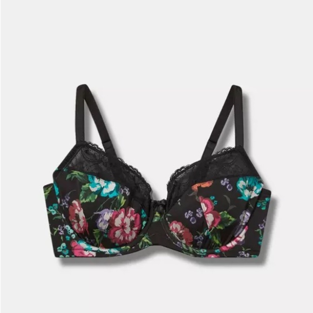 Torrid Full Coverage Unlined Floral Lace Trim Bra